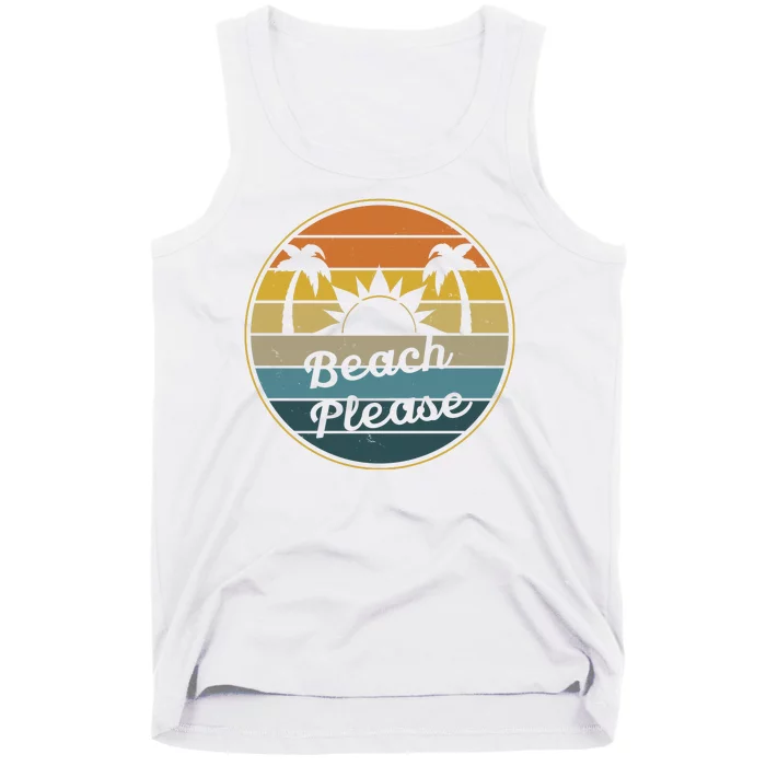 Beach Please Funny Tropical Retro Tank Top