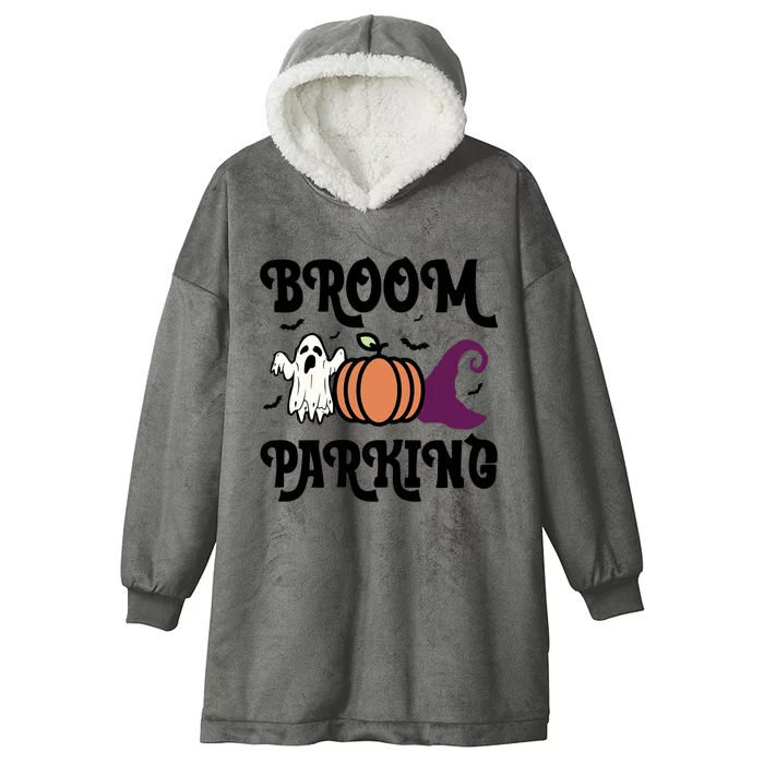 Broom Parking Funny Halloween And Season Lover Funny Gift Hooded Wearable Blanket