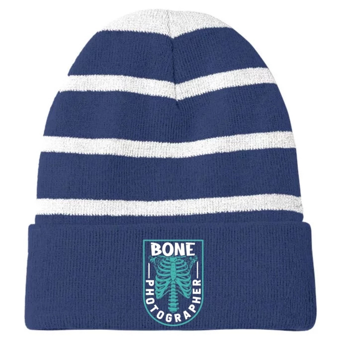 Bone Photographer - Funny Radiology Technician XRay Striped Beanie with Solid Band