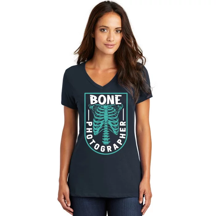 Bone Photographer - Funny Radiology Technician XRay Women's V-Neck T-Shirt