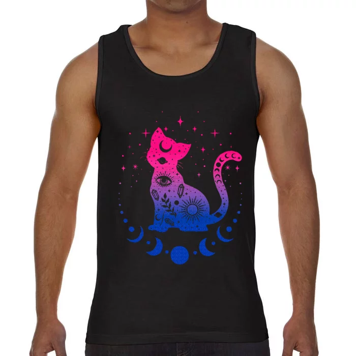 Bisexual pride flag colors astronomy cat Comfort Colors® Tank Top