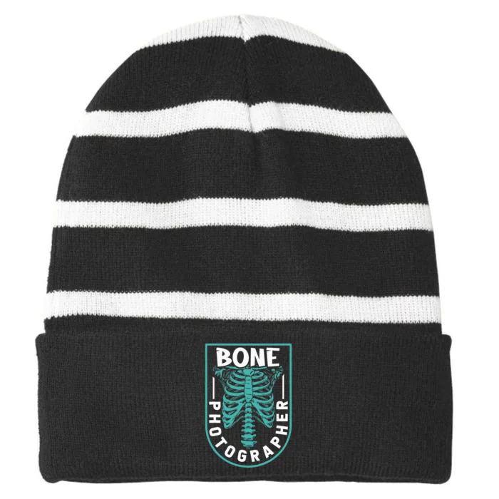 Bone Photographer Funny Radiology Technician Xray Striped Beanie with Solid Band