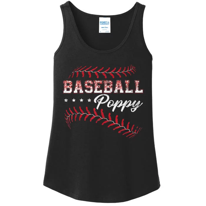 Baseball Poppy Funny Baseball Player Sports Fathers Day Ladies Essential Tank