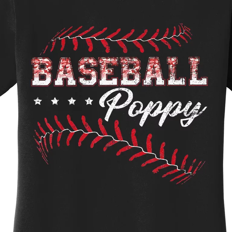 Baseball Poppy Funny Baseball Player Sports Fathers Day Women's T-Shirt