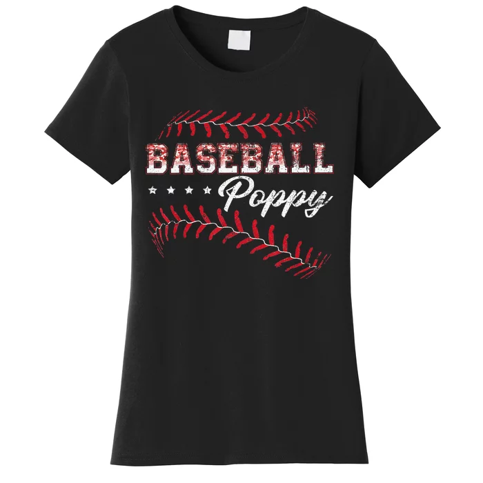 Baseball Poppy Funny Baseball Player Sports Fathers Day Women's T-Shirt