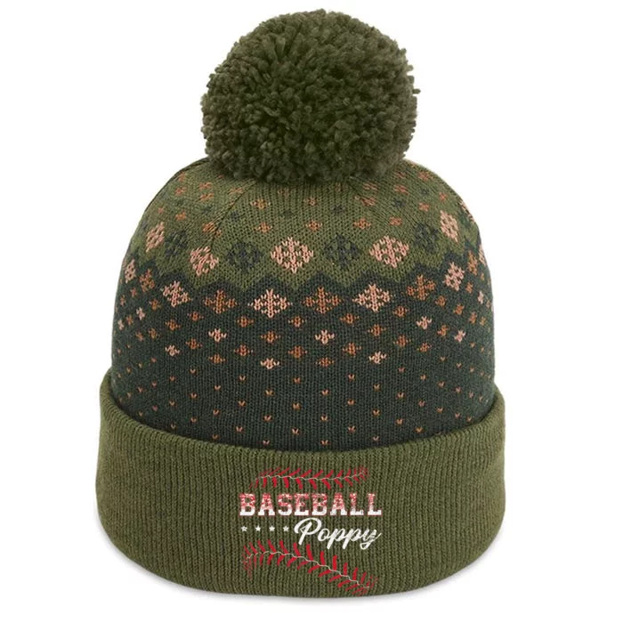 Baseball Poppy Funny Baseball Player Sports Fathers Day The Baniff Cuffed Pom Beanie