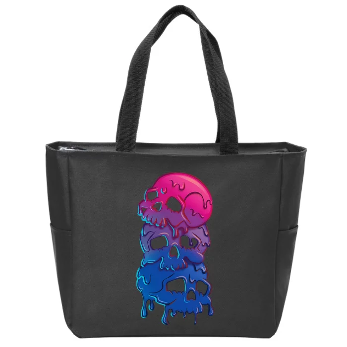 Bi Pride Flag Goth Skulls Bisexual Zip Tote Bag