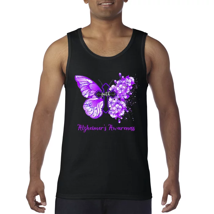 Butterfly Purple Faith Support Fight Alzheimers Awareness Tank Top