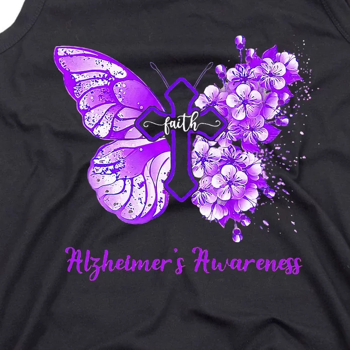 Butterfly Purple Faith Support Fight Alzheimers Awareness Tank Top