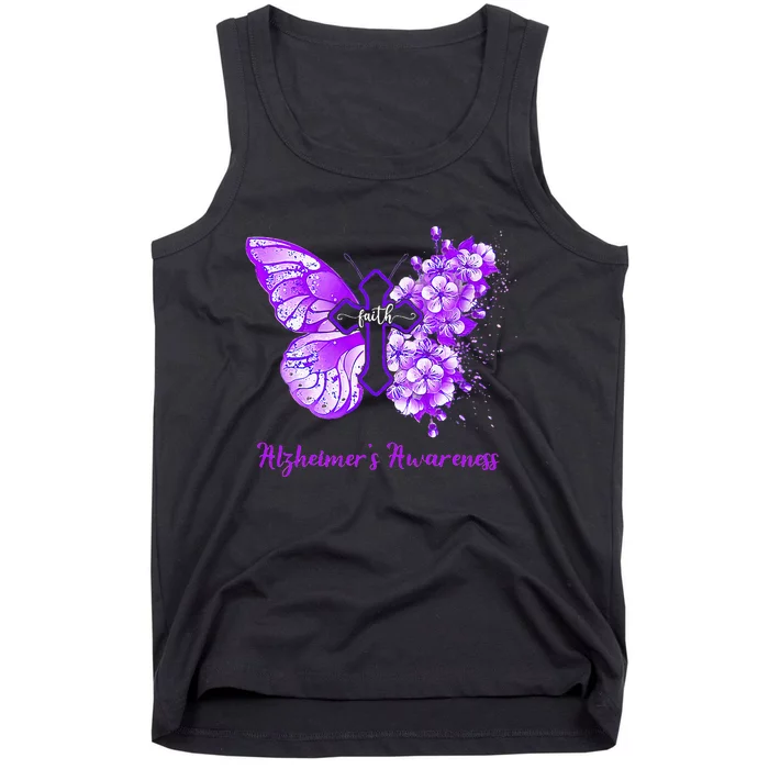 Butterfly Purple Faith Support Fight Alzheimers Awareness Tank Top