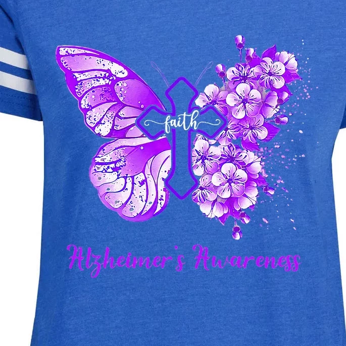 Butterfly Purple Faith Support Fight Alzheimers Awareness Enza Ladies Jersey Football T-Shirt