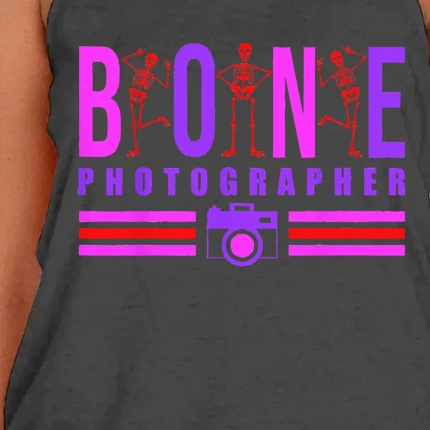 Bone Photographer Funny Skeleton XRay Tech Radiology Gift Women's Knotted Racerback Tank