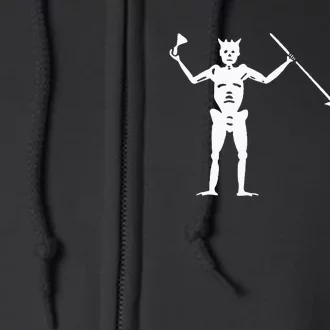 Blackbeard Pirate Flag Jolly Roger Skeleton Halloween Full Zip Hoodie