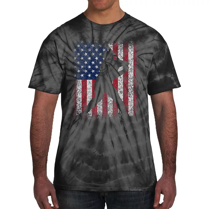 Baseball Player Fan Graphic American US Flag Vintage Tie-Dye T-Shirt