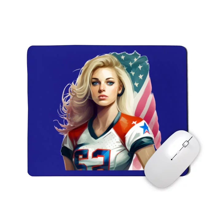 Beautiful Patriotic Football With America Flag Cute Gift Mousepad