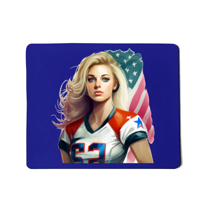 Beautiful Patriotic Football With America Flag Cute Gift Mousepad