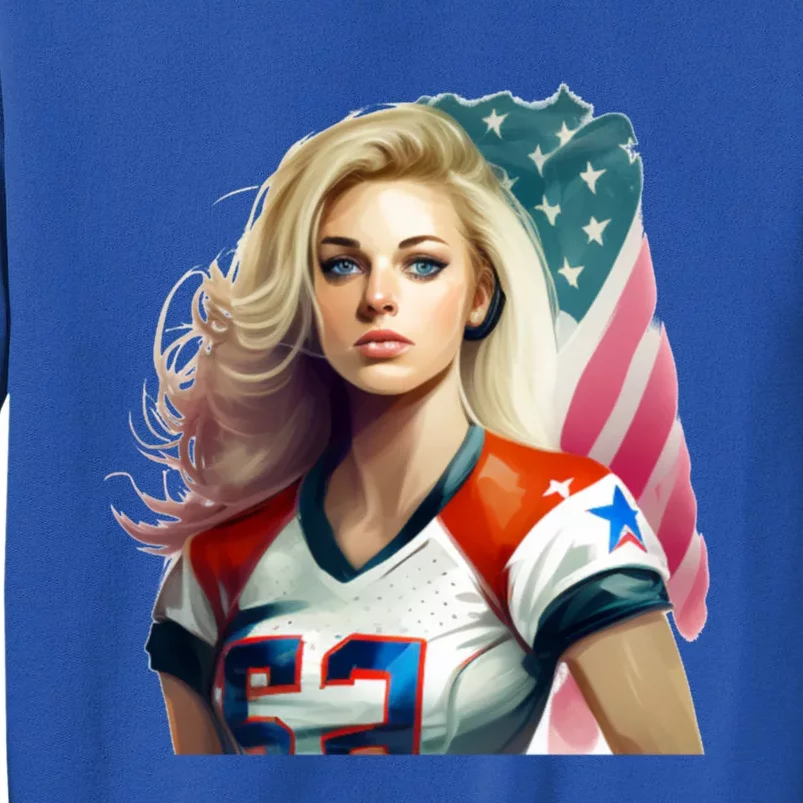 Beautiful Patriotic Football With America Flag Cute Gift Tall Sweatshirt