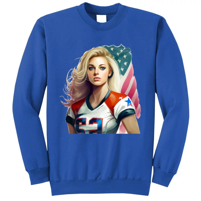 Beautiful Patriotic Football With America Flag Cute Gift Tall Sweatshirt