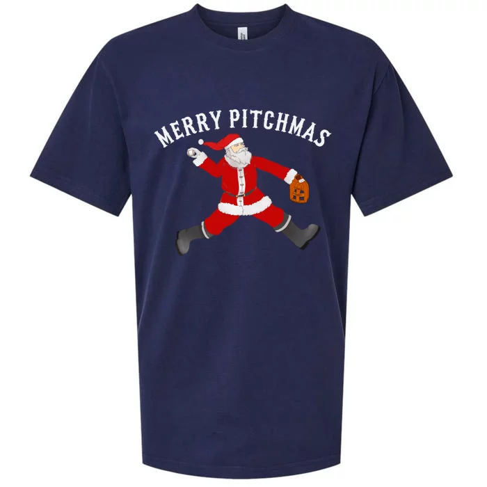 Baseball Pitcher Fastball Pitchmas Christmas Baseball Santa Gift Sueded Cloud Jersey T-Shirt