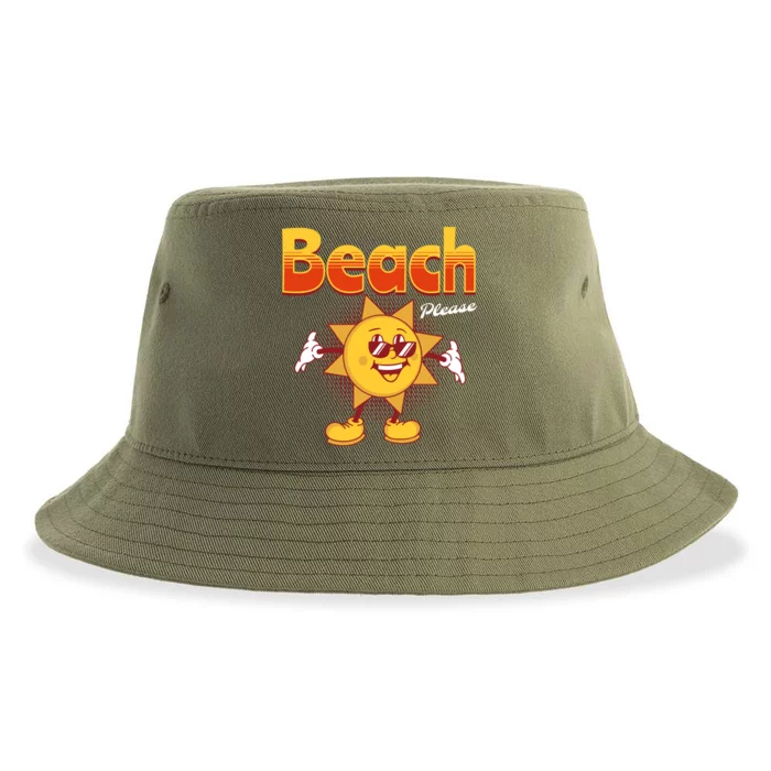 Beach Please Funny Summer Sunshine Pun Joke Gift Sustainable Bucket Hat