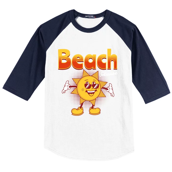 Beach Please Funny Summer Sunshine Pun Joke Gift Baseball Sleeve Shirt