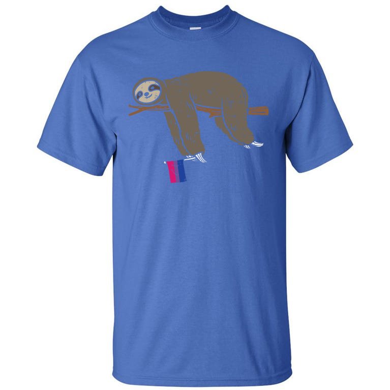 Bisexual Pride Flag Lazy Sloth Bi Lgbtq Animal Lover Gift Meaningful Gift Tall T-Shirt