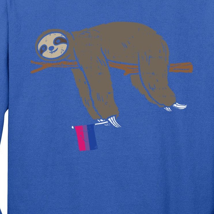 Bisexual Pride Flag Lazy Sloth Bi Lgbtq Animal Lover Gift Meaningful Gift Tall Long Sleeve T-Shirt