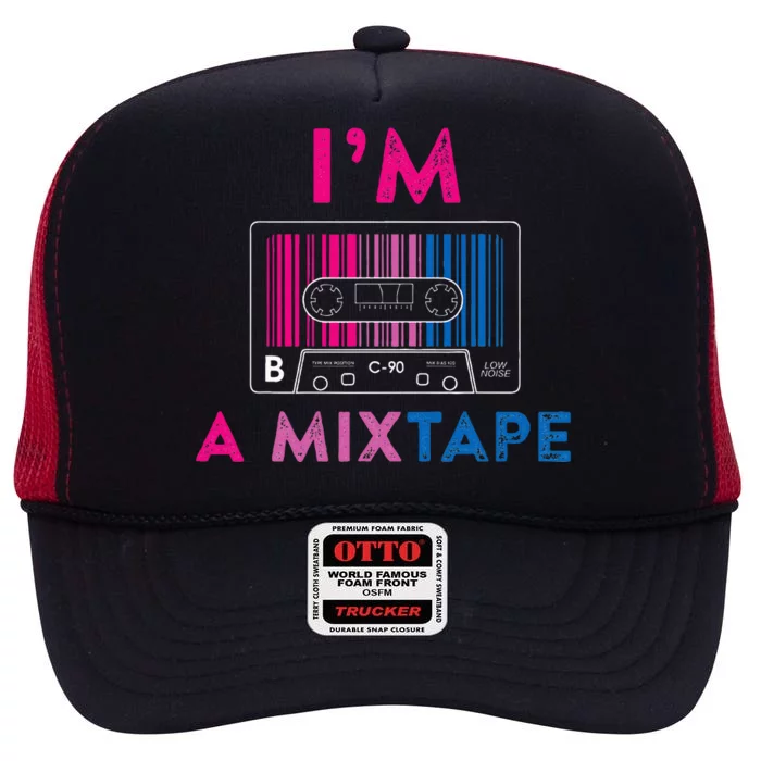 Bisexual Pride Flag Mixtape Women Gay Lesbian Lgbt High Crown Mesh Trucker Hat