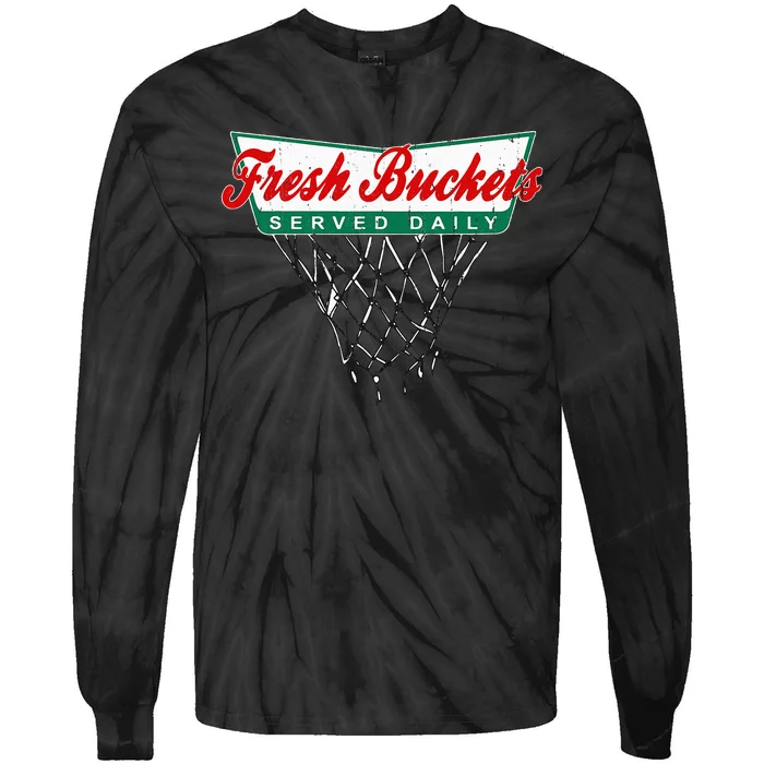 Basketball Player Fresh Buckets Served Daily Bball Tie-Dye Long Sleeve Shirt