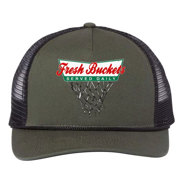 Basketball Player Fresh Buckets Served Daily Bball Retro Rope Trucker Hat Cap