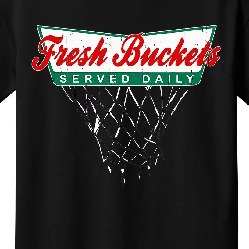 Basketball Player Fresh Buckets Served Daily Bball Kids T-Shirt