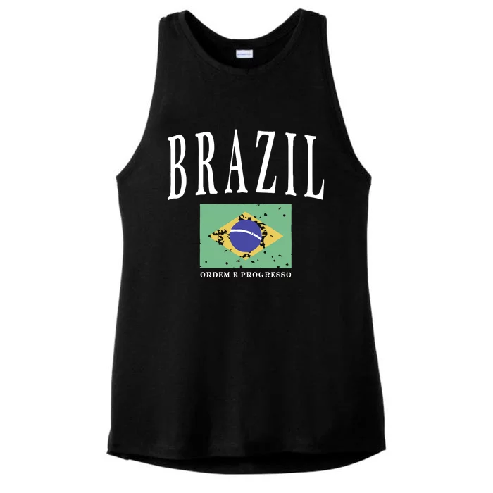 Brazil Painted Flag Ladies Tri-Blend Wicking Tank