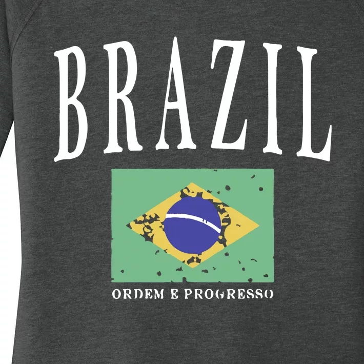 Brazil Painted Flag Women's Perfect Tri Tunic Long Sleeve Shirt