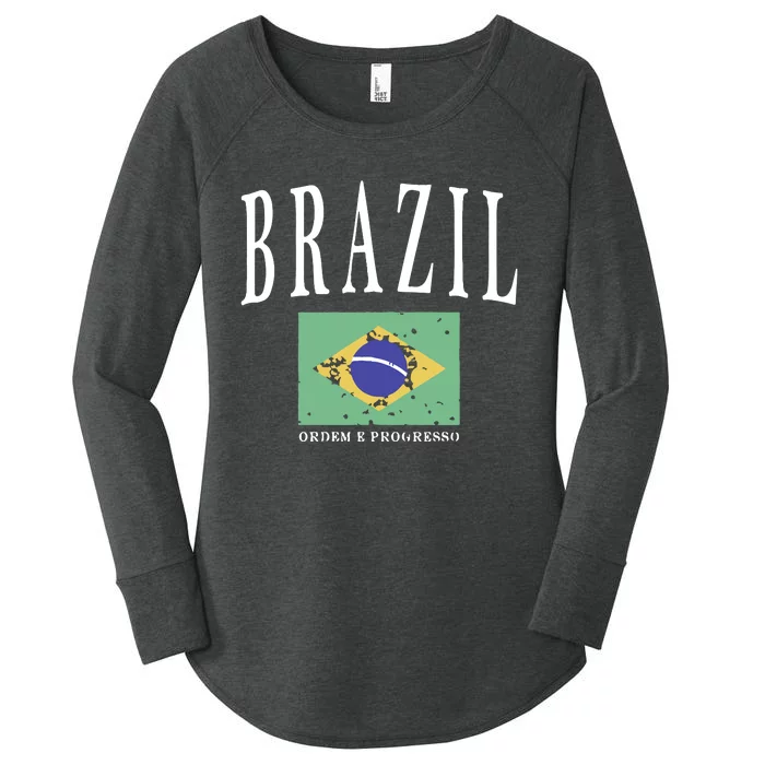 Brazil Painted Flag Women's Perfect Tri Tunic Long Sleeve Shirt