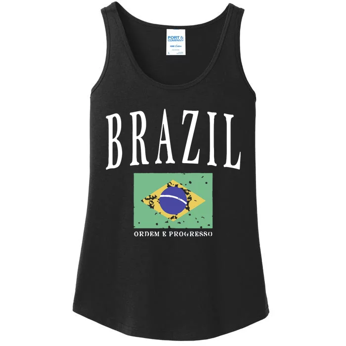 Brazil Painted Flag Ladies Essential Tank