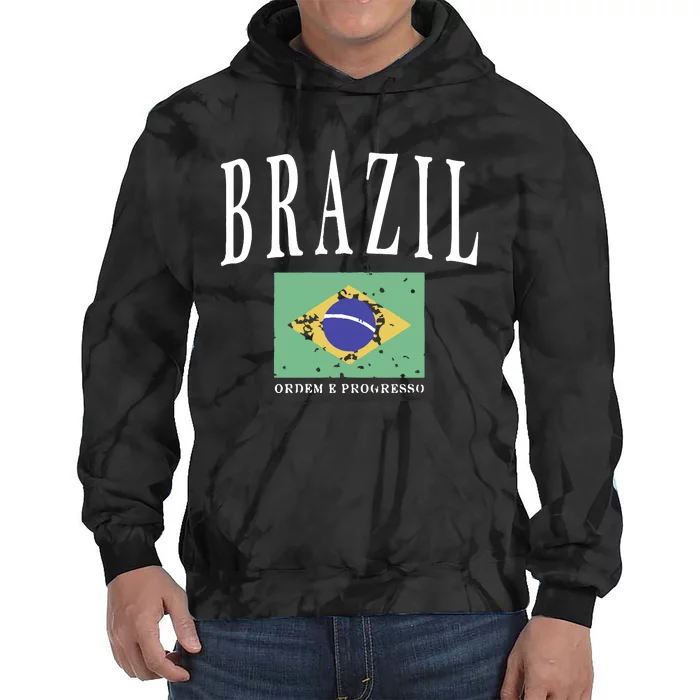 Brazil Painted Flag Tie Dye Hoodie