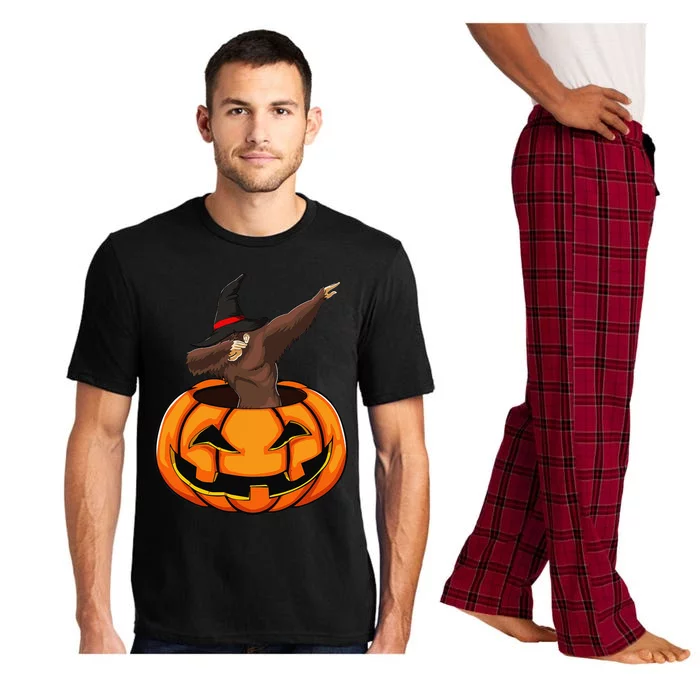 Bigfoot Pumpkin Funny Halloween Scary Gift Pajama Set