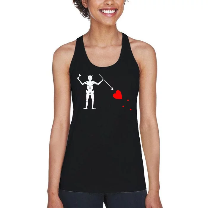 Blackbeard Pirate Flag Jolly Roger Skeleton Women's Racerback Tank