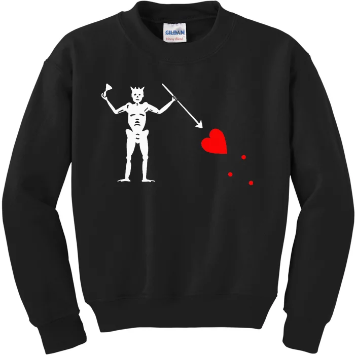 Blackbeard Pirate Flag Jolly Roger Skeleton Kids Sweatshirt