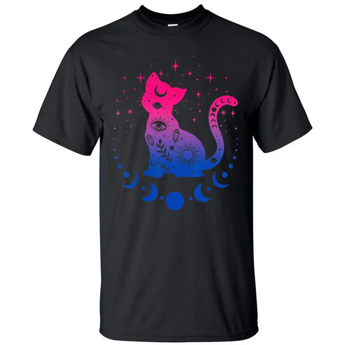 Bisexual Pride Flag Colors Astronomy Cat Tall T-Shirt