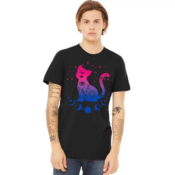 Bisexual Pride Flag Colors Astronomy Cat Premium T-Shirt