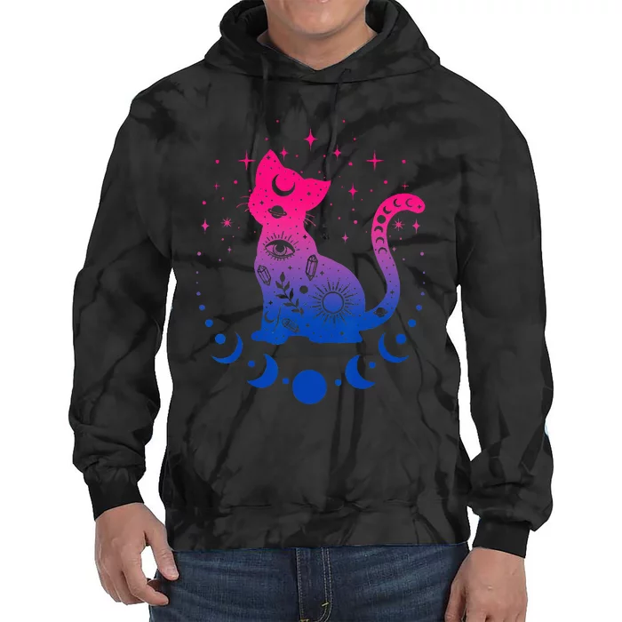 Bisexual Pride Flag Colors Astronomy Cat Tie Dye Hoodie