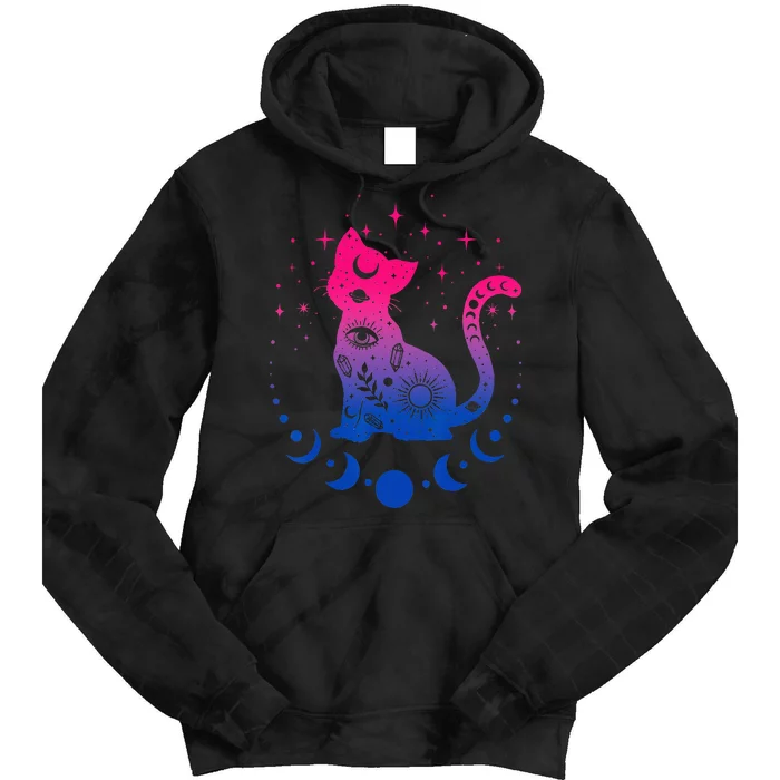 Bisexual Pride Flag Colors Astronomy Cat Tie Dye Hoodie