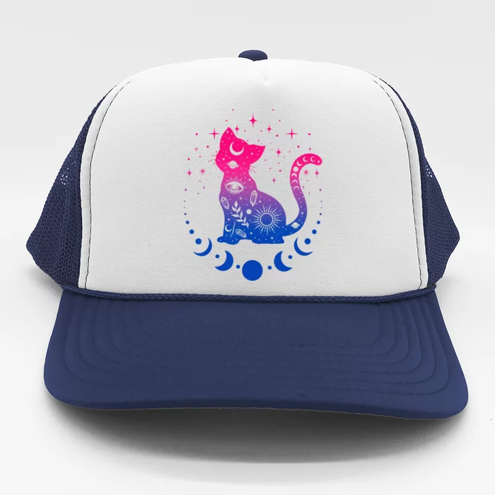 Bisexual Pride Flag Colors Astronomy Cat Trucker Hat