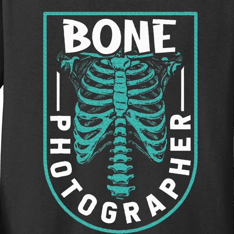 Bone Photographer Funny Radiology Technician Xray Kids Long Sleeve Shirt