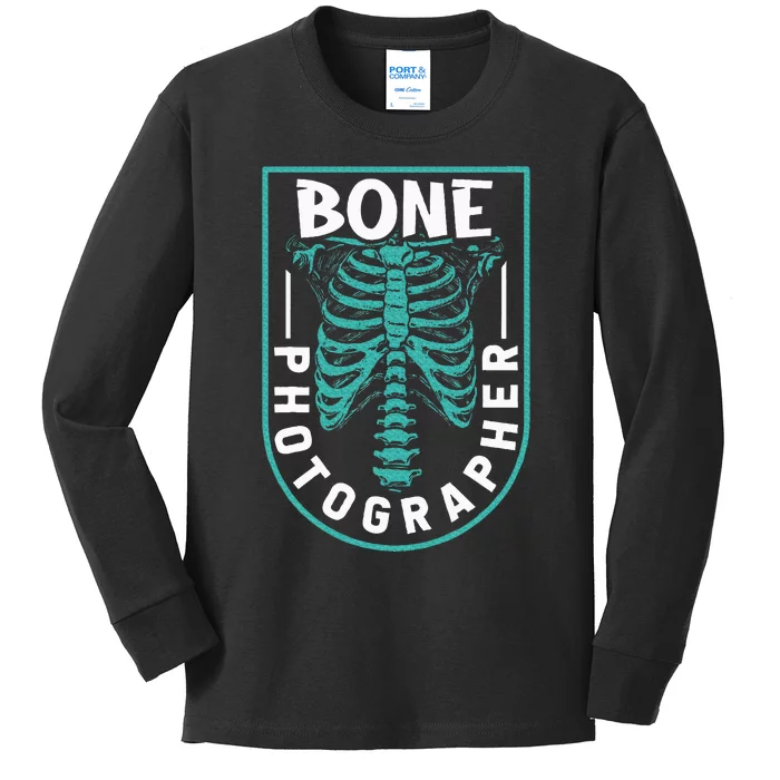 Bone Photographer Funny Radiology Technician Xray Kids Long Sleeve Shirt