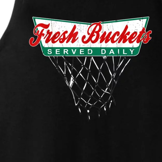 Basketball Player Fresh Buckets Served Daily Bball Ladies Tri-Blend Wicking Tank