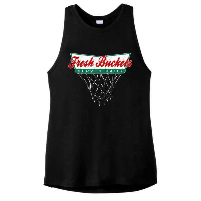 Basketball Player Fresh Buckets Served Daily Bball Ladies Tri-Blend Wicking Tank