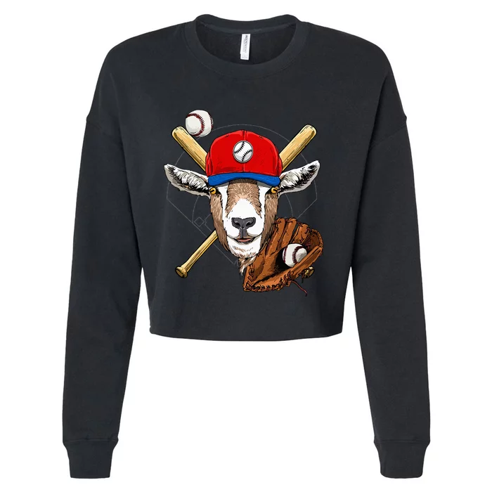 Baseball Player Goat Lover Pitcher Catcher Baseball Coaches Cropped Pullover Crew