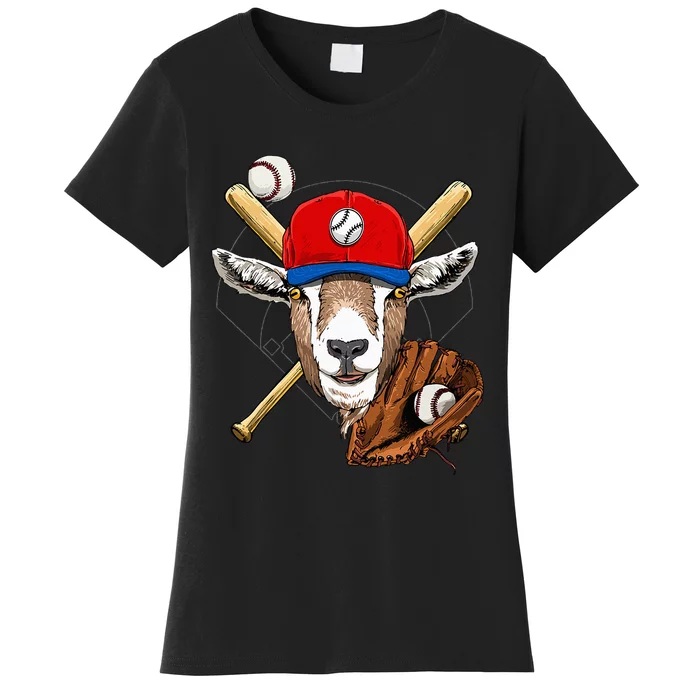 Baseball Player Goat Lover Pitcher Catcher Baseball Coaches Women's T-Shirt